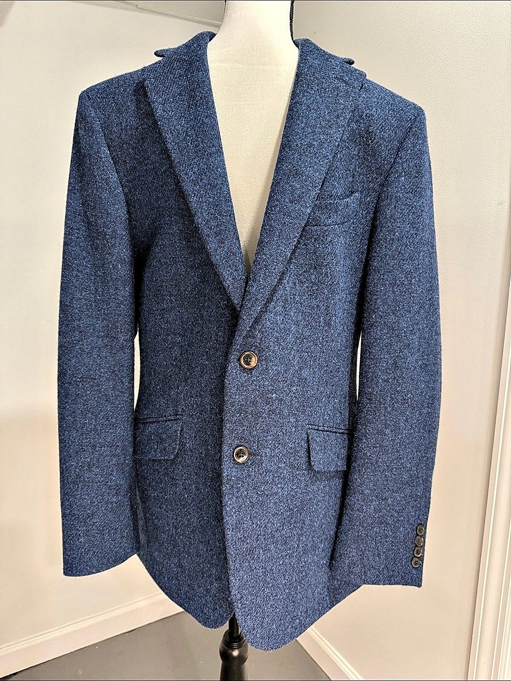 Walker Slater Harris Tweed Jacket Men's Blue Wool Sport Coat